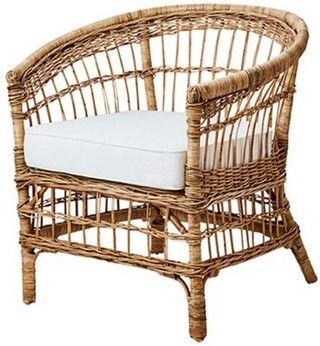RATTAN ARMCHAIR WITH WHITE SEAT