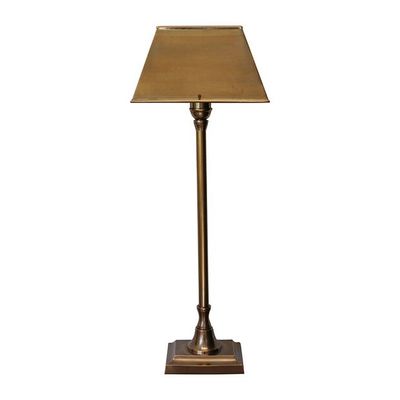 BRASS RECTANGULAR BASE TABLE LAMP WITH SHADE
