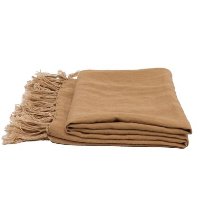 TUSAR LINEN THROW - POTTERS CLAY