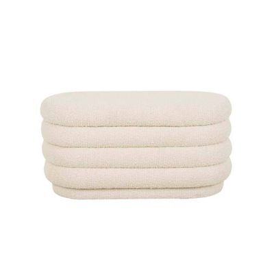 KENNEDY RIBBED OVAL OTTOMAN - BEIGE BOUCLE
