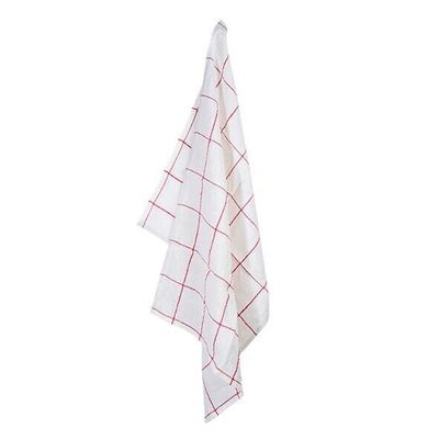 WOVEN CHECK TEA TOWEL OFF-WHITE &amp; RED