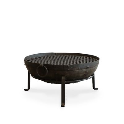 IRON FIRE BOWL WITH GRILL - 80CM