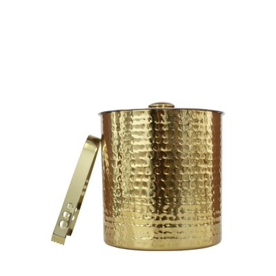 ICE BUCKET WITH TONGS - GOLD