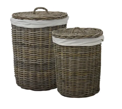 RATTAN LAUNDRY BASKETS - TWO SIZES