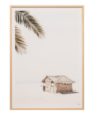 PHOTOGRAPHIC FRAMED TROPICAL HUT