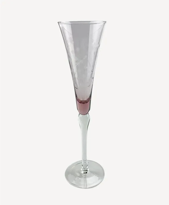 FLORAL ETCHED CHAMPAGNE GLASS - PINK