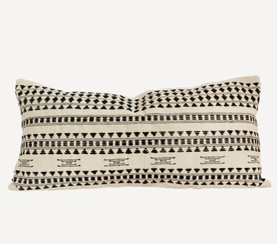 BLACK &amp; NATURAL WOVEN PATTERNED CUSHION