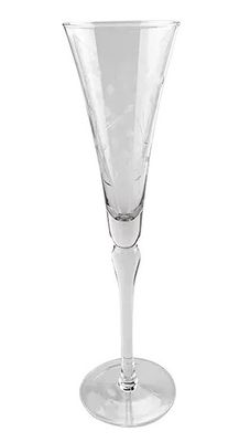 FLORAL ETCHED CHAMPAGNE GLASS - CLEAR
