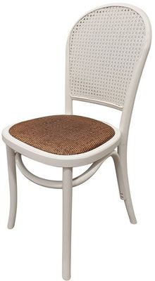RATTAN BACKED DINING CHAIR - WHITE