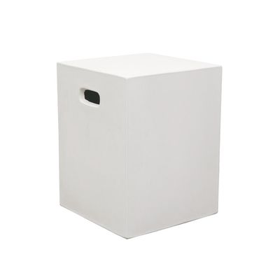 WHITE RECTO SIDE TABLE/STOOL