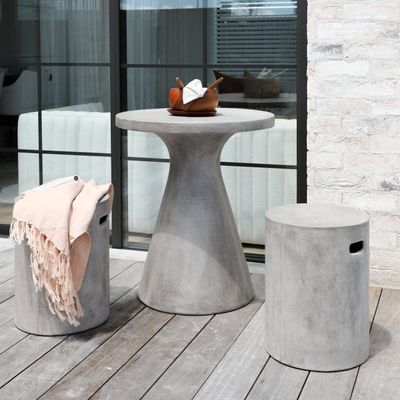 CADE CONCRETE PEDESTAL DINING TABLE - GREY