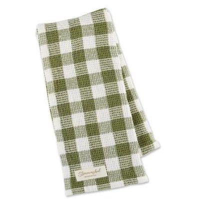 TEA TOWEL - OLIVE AND STONE CHECK