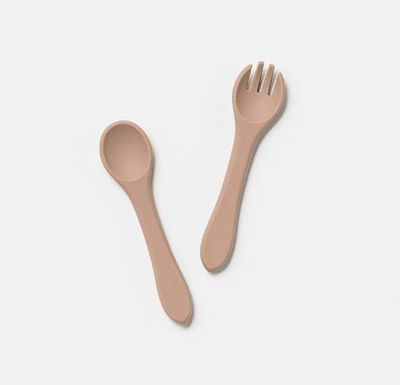 SILICONE FORK AND SPOON - ALMOND