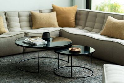 AGED MIRROR NESTING COFFEE TABLE