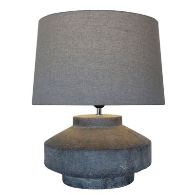 PEBBLE LAMP WITH GREY LINEN SHADE