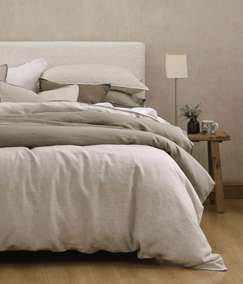 LAUNDERED LINEN DUVET SET - NATURAL
