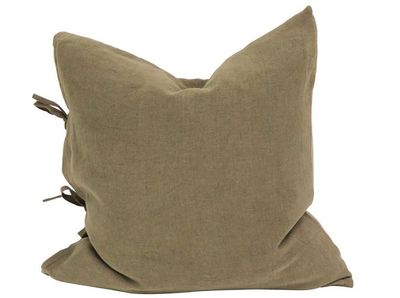 TULLY TIE CUSHION-OLIVE GREEN