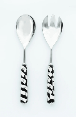 SALAD SERVERS - BLACK/WHITE