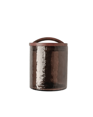 HAMMERED GLASS CANISTER - SMOKE