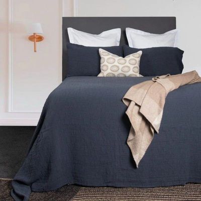 ROMA BEDSPREAD SET - NAVY