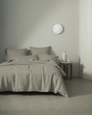 RAVELLO LINEN BEDDING QUILT COVER - PEBBLE