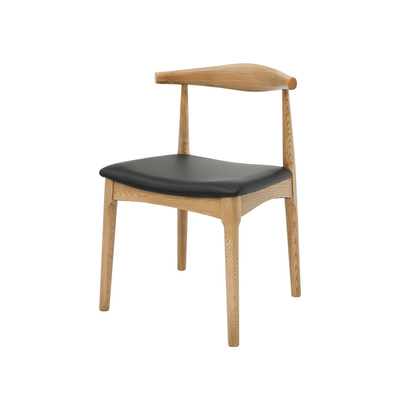 BAILEY DINING CHAIR - NATURAL FRAME/BLACK LEATHER