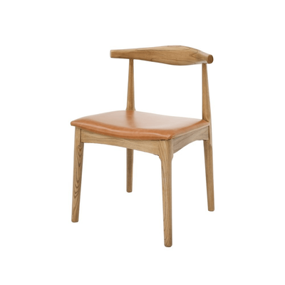 BAILEY DINING CHAIR - NATURAL FRAME/TAN LEATHER