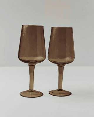 HAMMERED WINE GLASSES - SET OF TWO - SMOKE/SMOKE