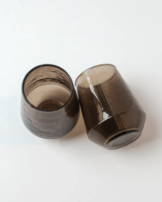 HAMMERED WATER GLASSES - SMOKE /SMOKE