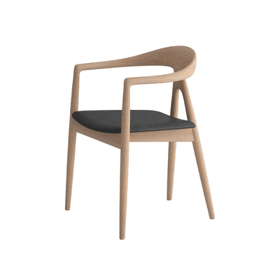 HOWIE DINING CHAIR - OAK NATURAL FRAME/BLACK LEATHER
