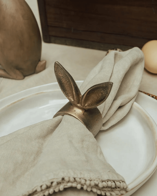 RABBIT EARS NAPKIN RING - ANTIQUE BRASS