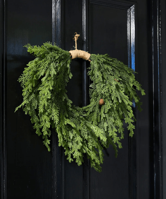 PINE HEART WREATH WITH BELLS