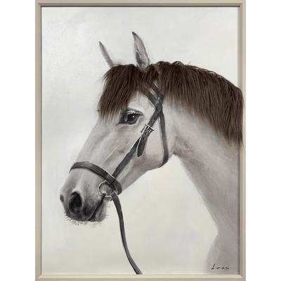 FRAMED WHITE HORSE CANVAS