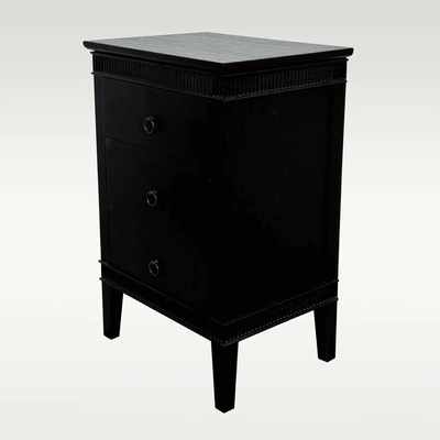 CAMDEN 3 DRAWER SIDE TABLE -RUSTIC BLACK