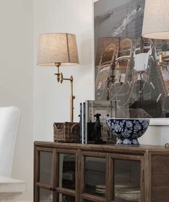 MACEALY SWING ARM TABLE LAMP -ANTIQUE BRASS