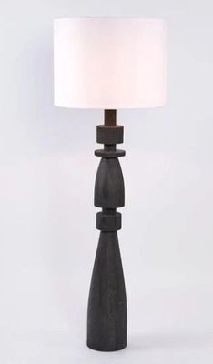 MAGNUS WOOD FLOOR LAMP BASE BLACK WITH WHITE SHADE
