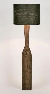 CALLUM TIMBER FLOOR LAMP WITH BLACK SHADE
