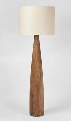 SAMSON WOOD FLOOR LAMP SADDLE BASE WITH NATURAL SHADE