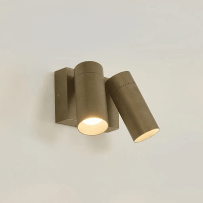 SHORELINE DOUBLE OUTDOOR WALL LIGHT ANTIQUE BRASS