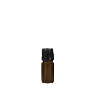 5ml Amber Bottle with Plain Black Cap - bulk savings