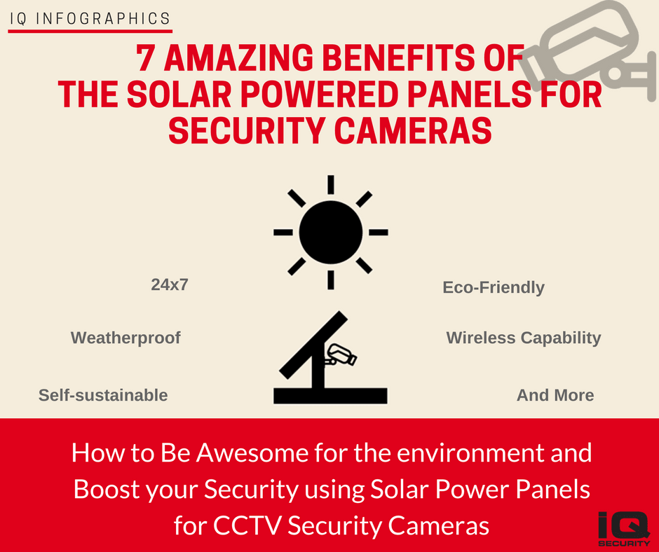IQ Infographics 7 Benefits Solar Powered panels for CCTV