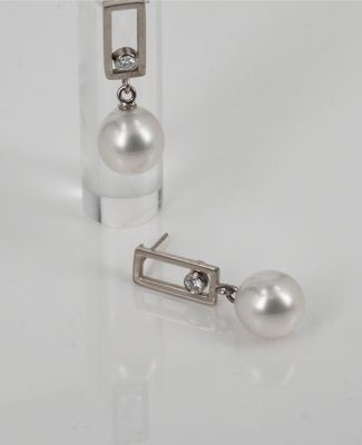 Earrings - Rectangles, diamonds and pearls