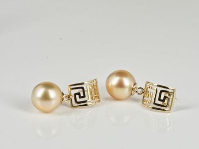 Gold Pearls with Greek Meander frieze