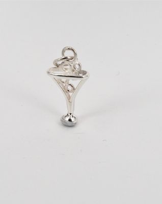 Glass of bubbles - sterling silver charm