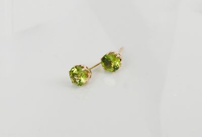 Earrings - bright green peridot studs