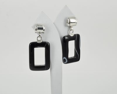 Chunky agate earrings with sterling silver
