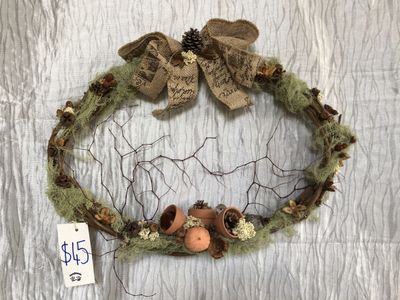 Oval wreath with terracotta pots - Code 3 SOLD