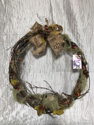 Natural wreath with 2 birds - Code 15 SOLD