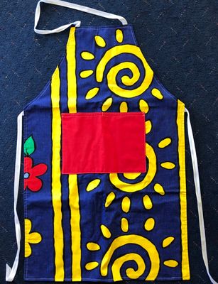 Funky Adult apron with a red pocket -- Code 45 SOLD