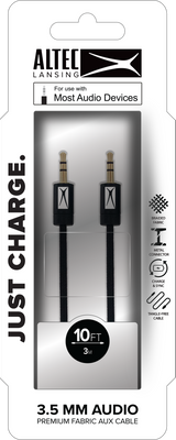 AL Aux 3.5mm to 3.5mm Fabric Cable - Black Cable